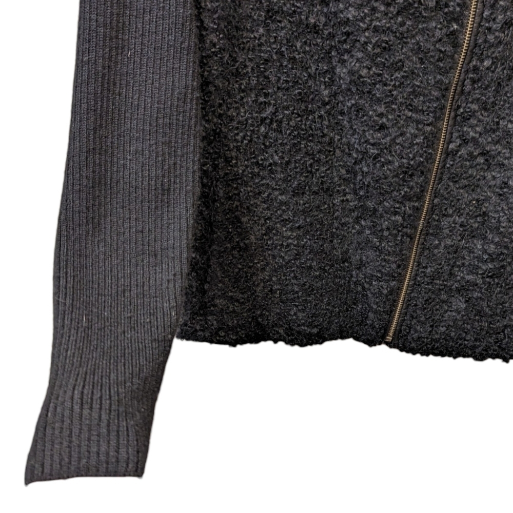 KUNA Black Alpaca Blend Mixed Media Asymmetrical Full Zip Jacket (L) - Picture 5 of 6